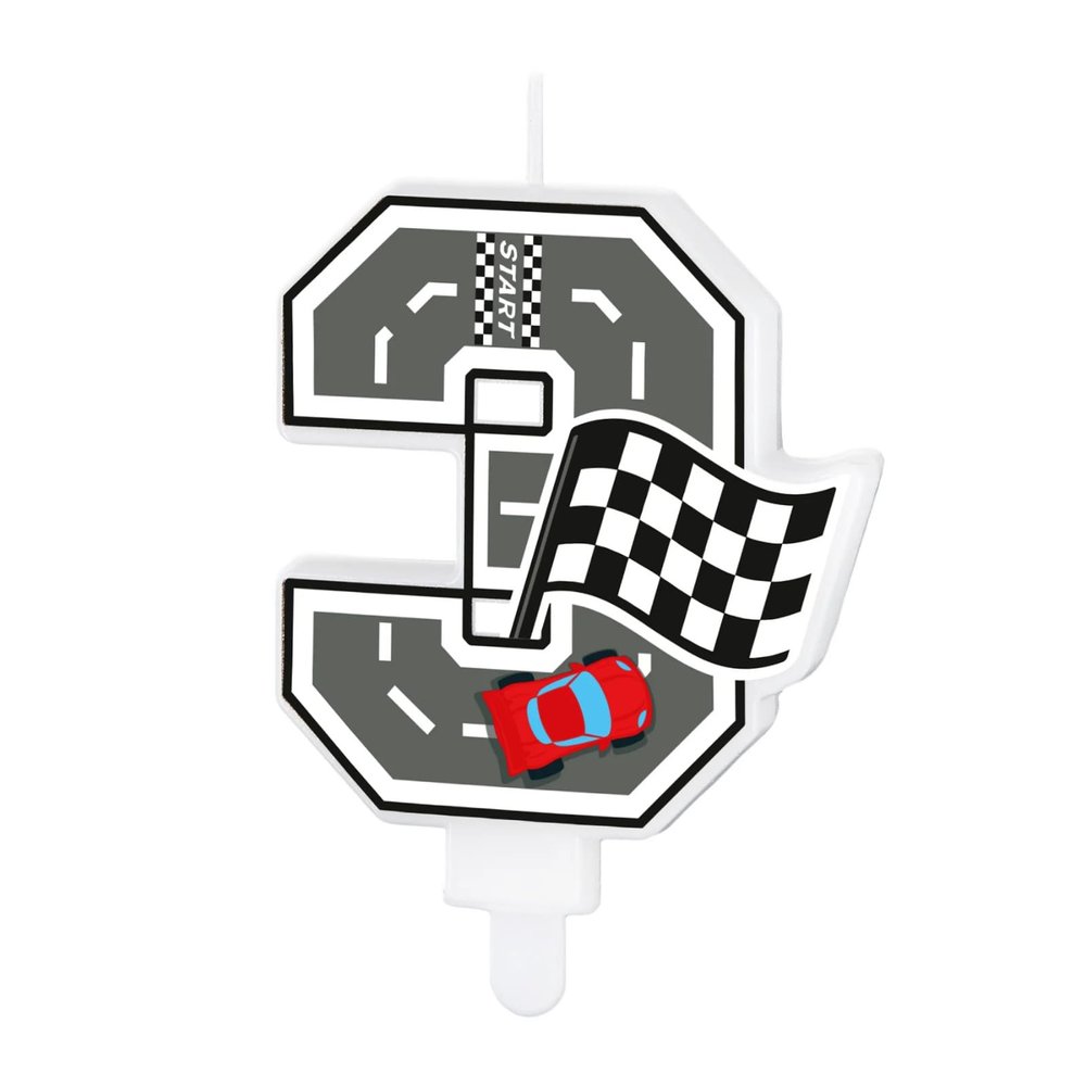 Race Car Birthday Candle Number 3
