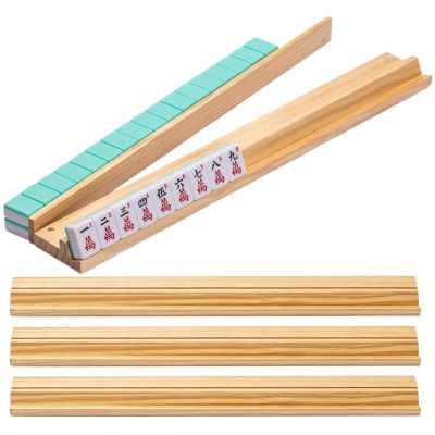4-Piece Non-Slip Portable Wooden Mahjong Tile Racks