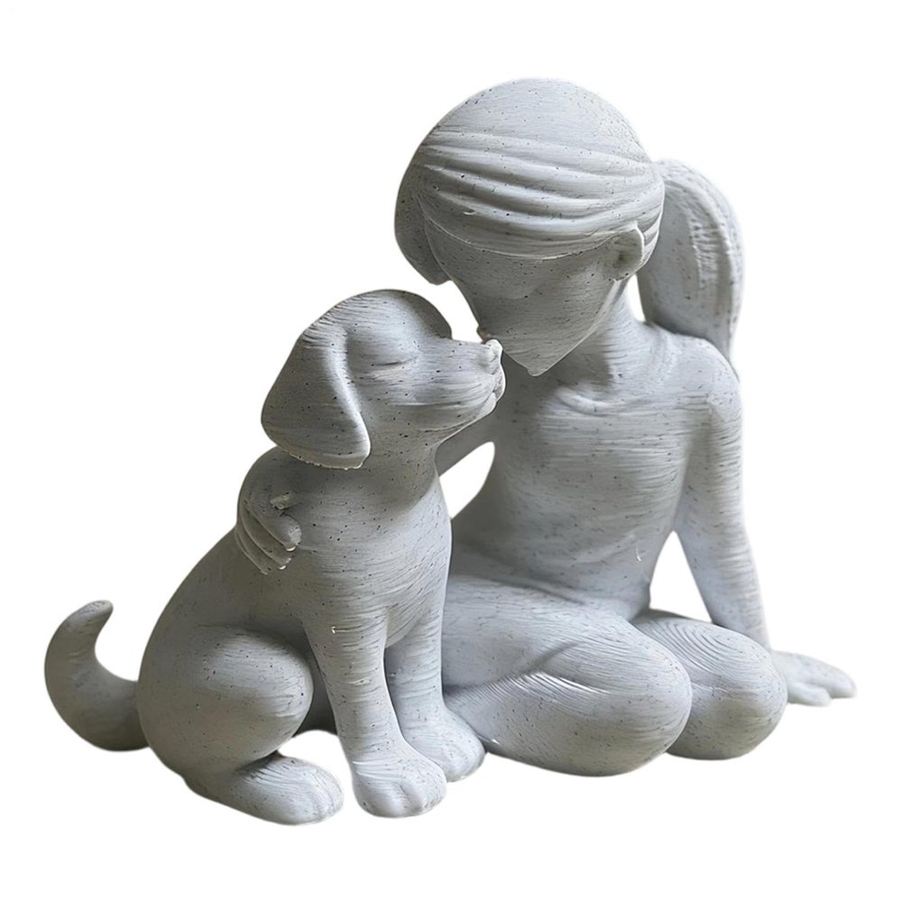 Dog Statue - Girl and Dog Table Decoration