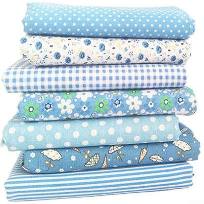 Cotton Fabric Squares for Quilting and Crafting, 25 x 25 cm, Pack of 35 (Blue)