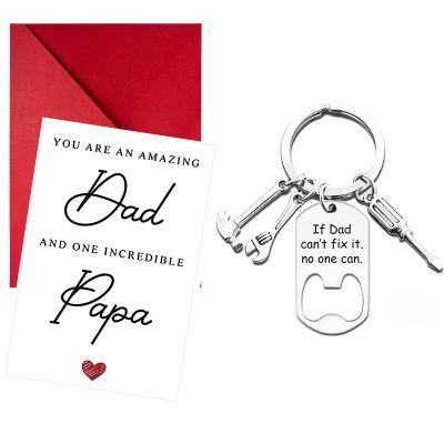 ARYIMYDP Father's Day Gift Set with Card and Bottle Opener Keychain