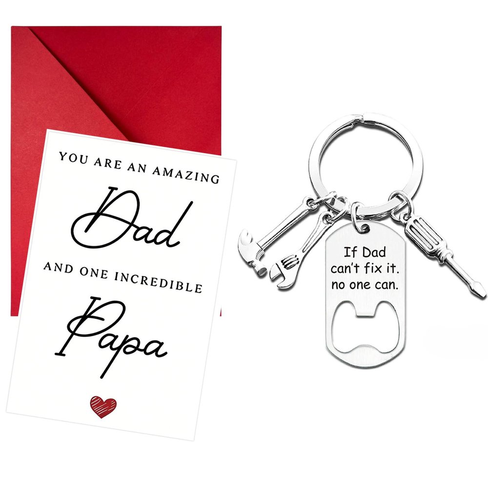 ARYIMYDP Father's Day Gift Set with Card and Bottle Opener Keychain
