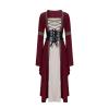 Duohropke Women's Medieval Renaissance Retro Party Dress, Gothic Lace-Embroidered Costume for Cosplay, Halloween and Carnival view 1