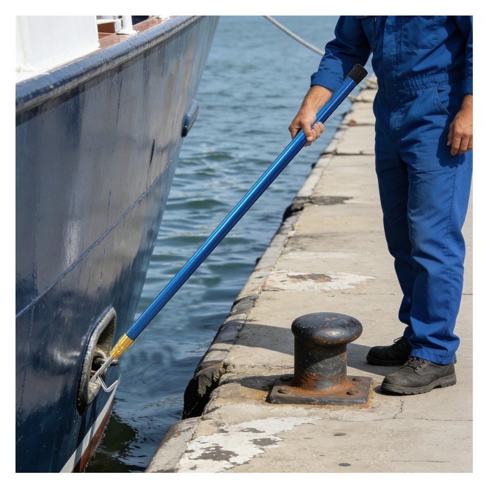 Telescoping Boat Hook, Aluminum Extension Pole for Docking, Rescue, Pushing and Pulling, 4.8 m