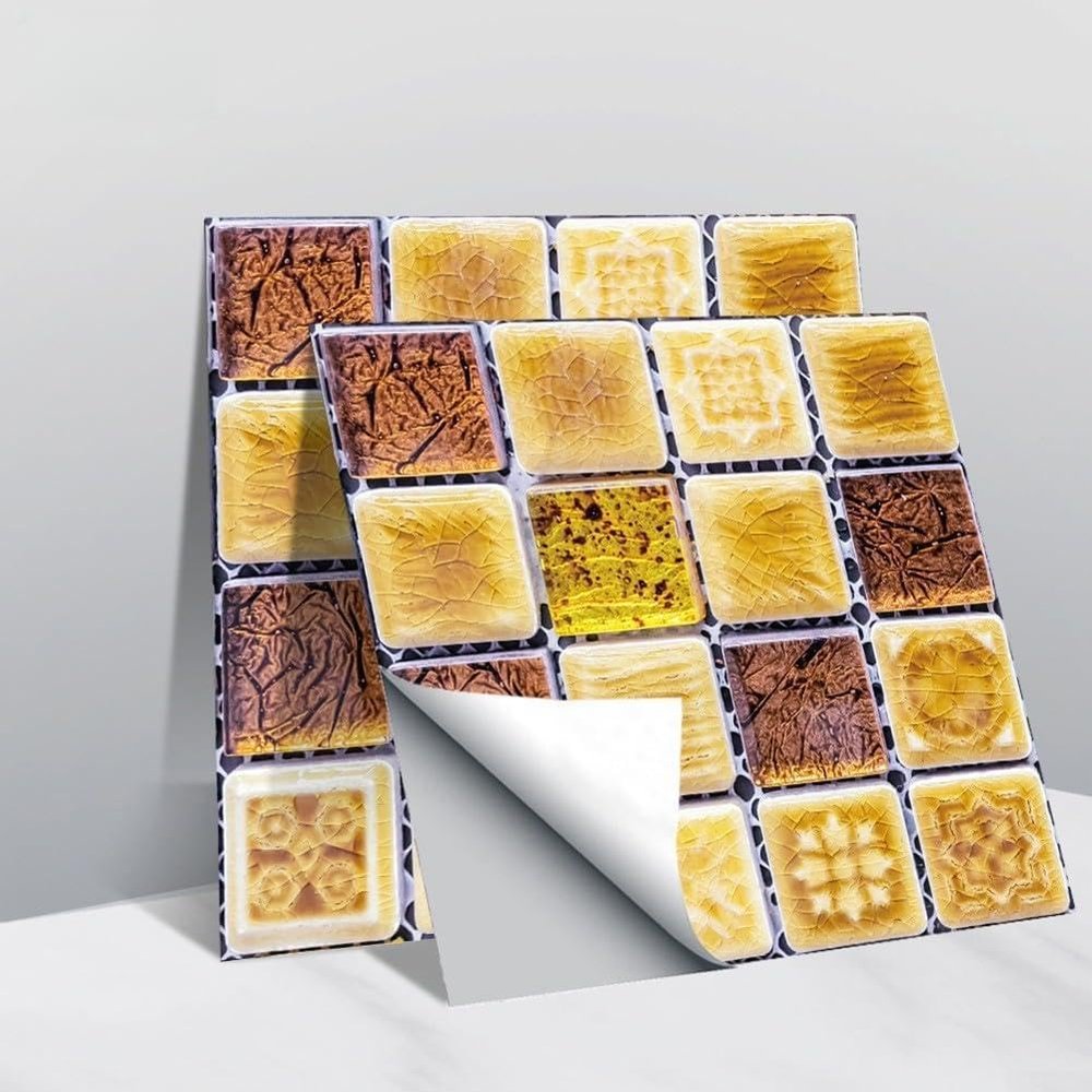 Peel and Stick Kitchen Mosaic Wall Tiles, 10 Glitter Tiles