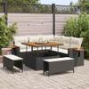Qnhdfrt 9-Piece Black and Cream Patio Sofa Set, 100 x 100 x 71 cm view 2