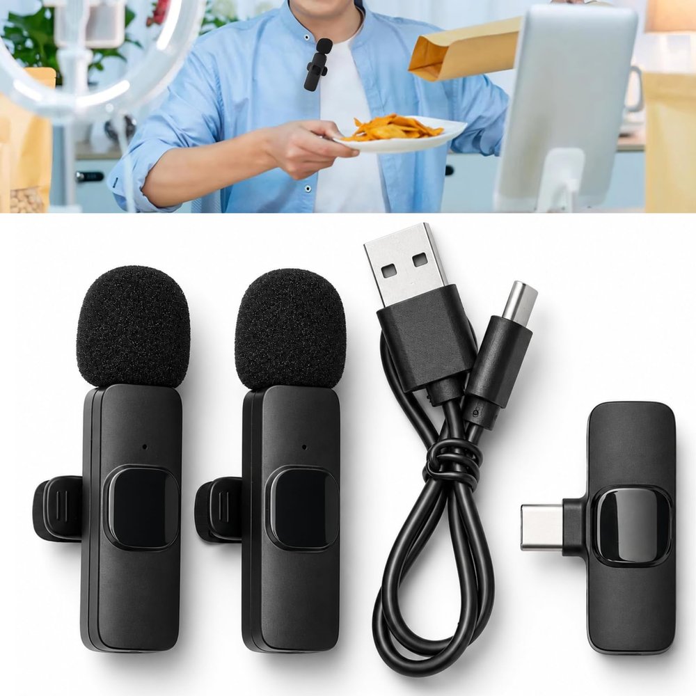 TICFOX Wireless Lavalier Microphone with Plug-and-Play Noise Cancellation