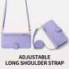 Crossbody Phone Case for Samsung Galaxy S21 FE, Purple PU Leather Wallet Case with Strap view 4