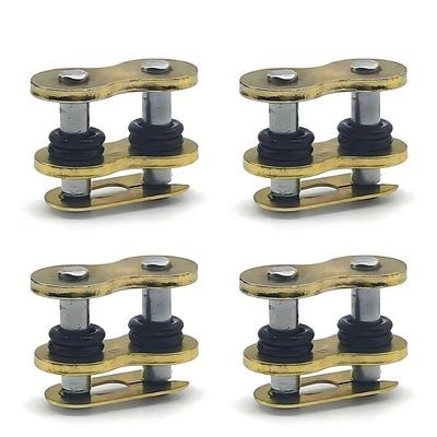 Getdoublerich Motorcycle Chain Master Links with O-Rings, Gold-Tone Stainless Steel, 4-Pack