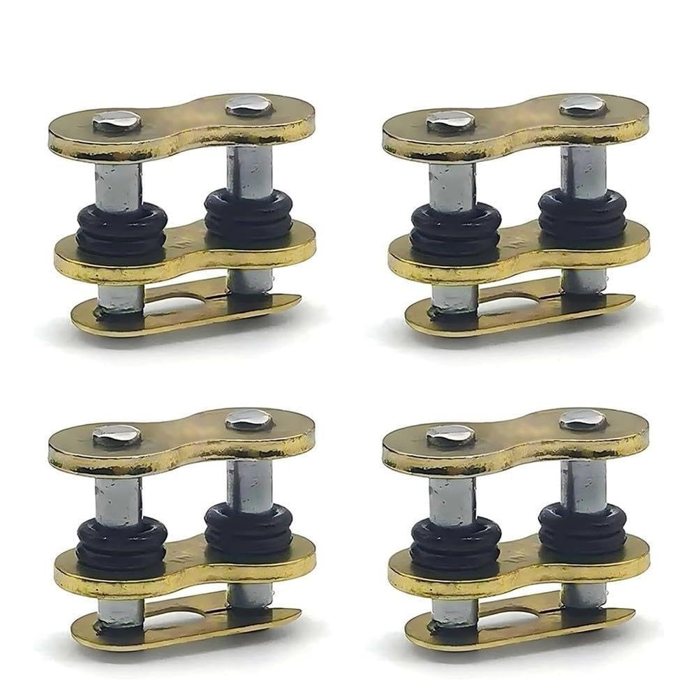 Getdoublerich Motorcycle Chain Master Links with O-Rings, Gold-Tone Stainless Steel, 4-Pack
