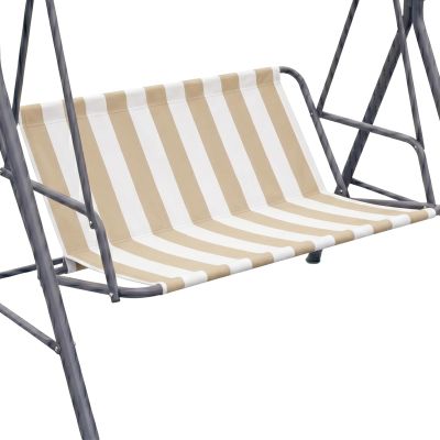 BaCover Garden Swing Seat Cover, 600D Oxford, Waterproof Replacement Cover, Beige Stripes, 168 x (56 + 56) cm