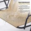 BaCover Garden Swing Seat Cover, 600D Oxford, Waterproof Replacement Cover, Beige Stripes, 168 x (56 + 56) cm view 3