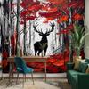 PaxGloz Deer Forest Oil Painting Wall Mural, Black and Red Abstract Nonwoven Wallpaper, 500 x 280 cm (W x H) view 2
