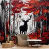 PaxGloz Deer Forest Oil Painting Wall Mural, Black and Red Abstract Nonwoven Wallpaper, 500 x 280 cm (W x H) view 3