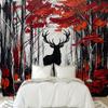 PaxGloz Deer Forest Oil Painting Wall Mural, Black and Red Abstract Nonwoven Wallpaper, 500 x 280 cm (W x H) view 4