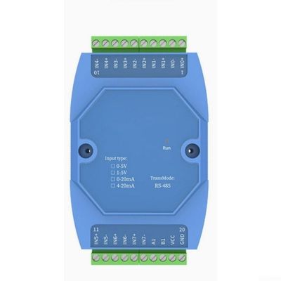 8-Channel Analog Signal Acquisition Module, 0-5 V to RS-485 Converter, Blue
