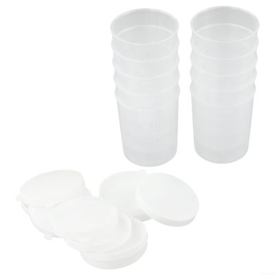 10 Transparent Plastic Measuring Cups with Lids