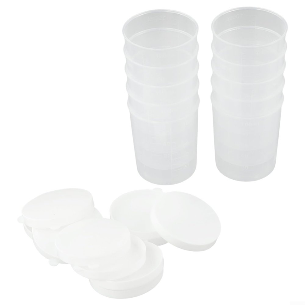 10 Transparent Plastic Measuring Cups with Lids