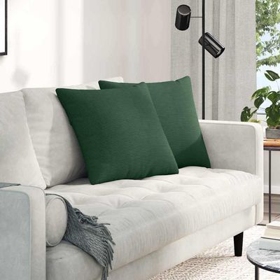 HGBNMER 2-Piece 50 x 50 cm Dark Green Corduroy Sofa Cushions