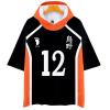 Schafrog Karasuno High School Yamaguchi Tadashi Volleyball Hooded T-Shirt Cosplay Costume No. 12, Orange, XS (102 cm bust) view 1