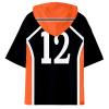 Schafrog Karasuno High School Yamaguchi Tadashi Volleyball Hooded T-Shirt Cosplay Costume No. 12, Orange, XS (102 cm bust) view 2
