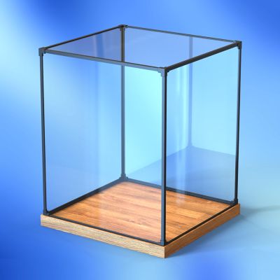 Large Transparent Acrylic Cube with Solid Wood Base, Dustproof Display Case for Toys, Trophies, and Gifts, Easy Assembly