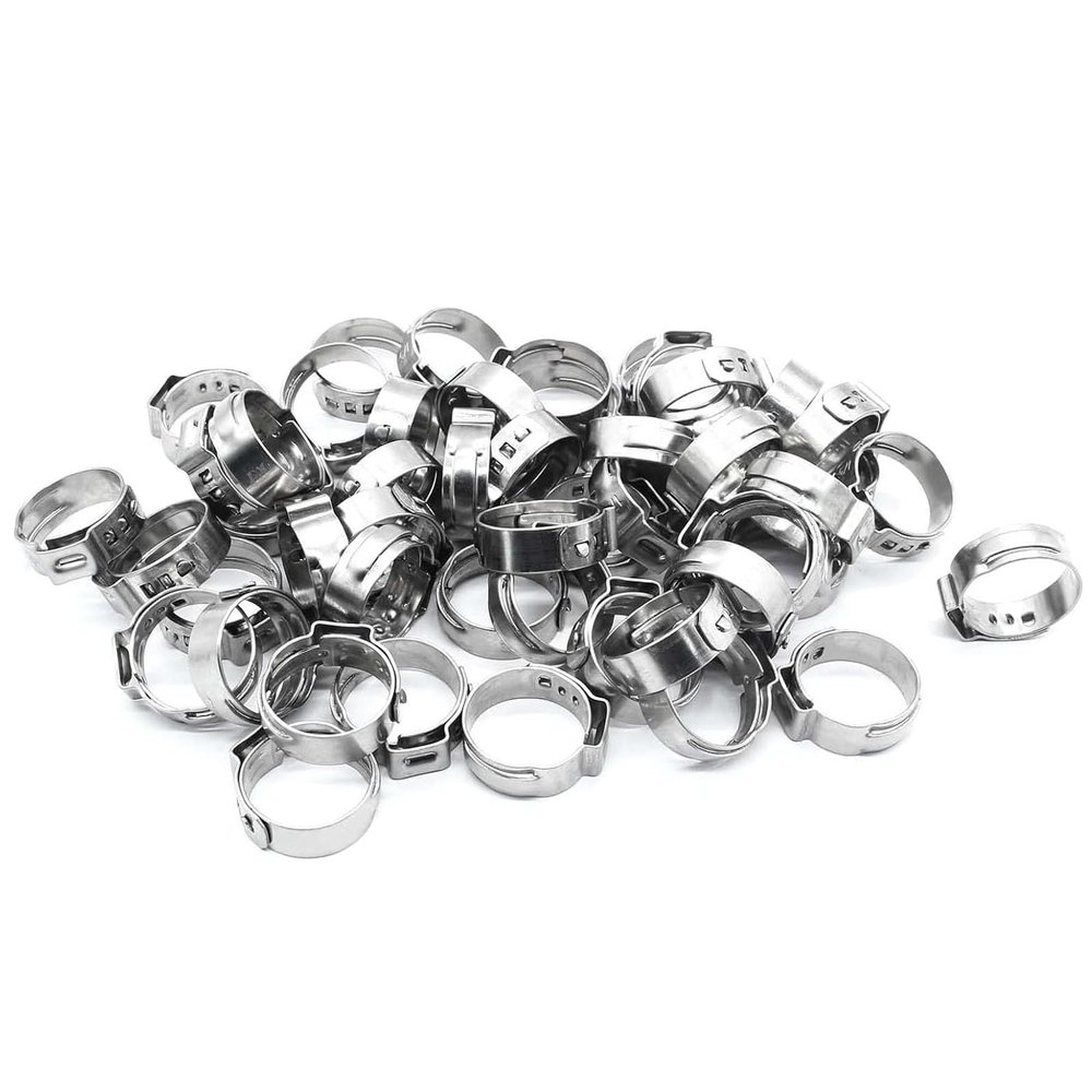 50 Stainless Steel PEX Cinch Rings, 7 mm Wide, for PEX Tube Connections and Industrial Applications, 22.4–25.6 (23.3–26.5 mm)