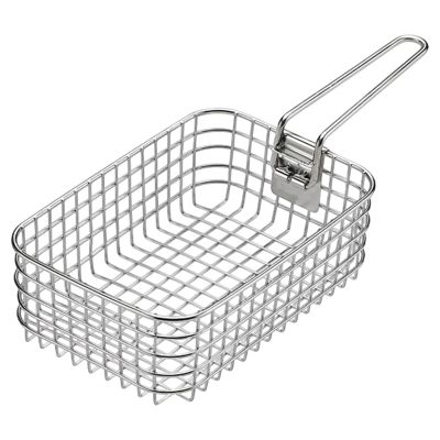 Pugermering Frying Basket for French Fries and Chicken, Foldable Handle, Indoor and Outdoor Use, Frying Basket with Strainer