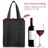 6-Bottle Wine Bag with Compartments, Nonwoven Fabric, Black view 3