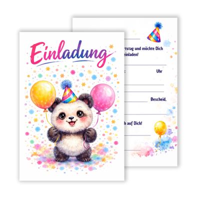 WBdesignz 12-Pack Cute Panda Birthday Invitation Cards