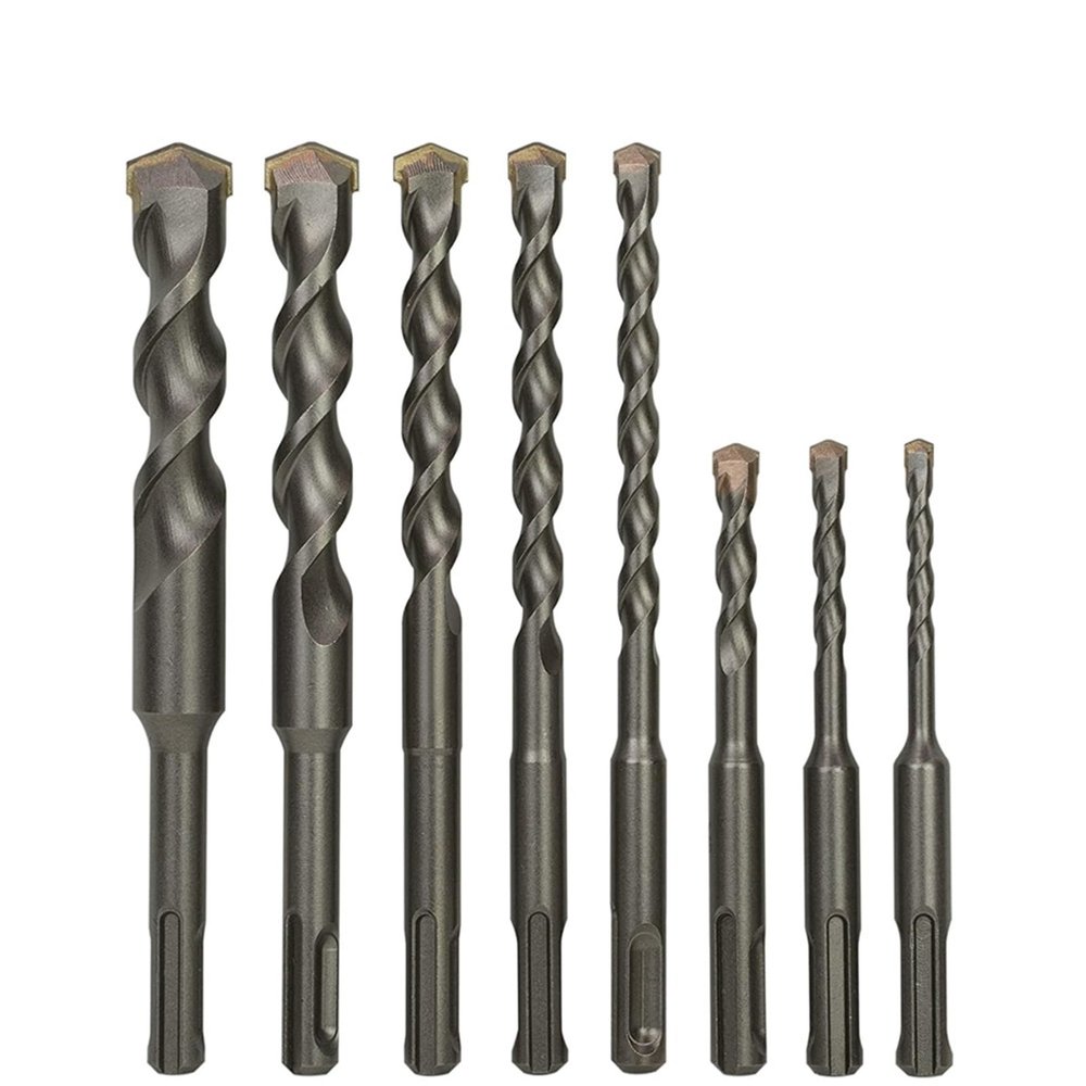 1-Piece SDS Plus Masonry and Concrete Drill Bit, YG8 Carbide Tip, 110/160/210/260/300/310/350/400/450 mm (12 × 160 mm, 10 pcs)