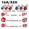 16A/32A Industrial Waterproof Wall-Mounted Socket, 3/4/5-Pin, IP44/IP67 (32A, 5-Pack, IP44, 5-Pin) view 2