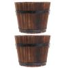 NUSITOU Vintage-Style Wooden Barrel Flower Pot for the Garden view 1