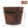 NUSITOU Vintage-Style Wooden Barrel Flower Pot for the Garden view 2