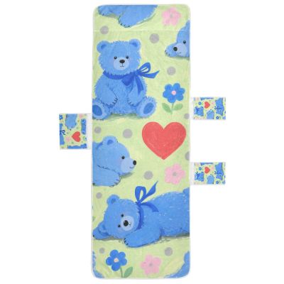 SyXIOP Chaise Lounge Cover with Cute Cartoon Blue Bear Pattern, 85 x 30 in