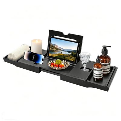 Adjustable Bathtub Caddy, 22.8 cm Wide, 10 kg Capacity, Black