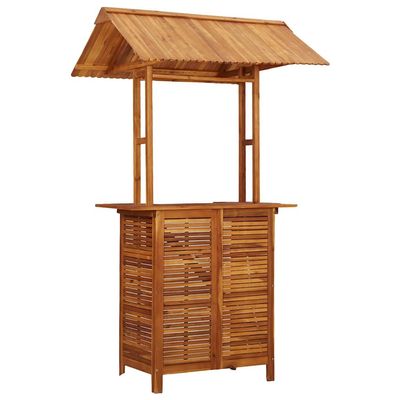 GPWERSDF Solid Acacia Wood Outdoor Bar Table with Roof