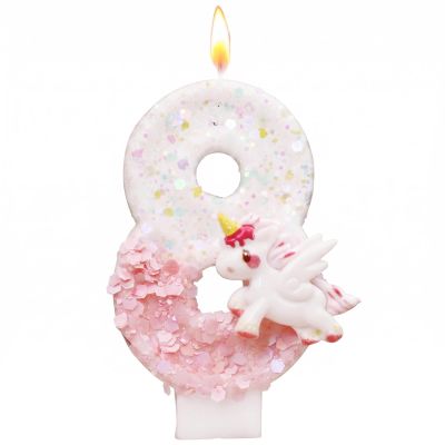 Unicorn Birthday Candle 8