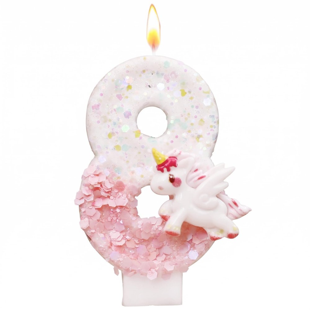 Unicorn Birthday Candle 8