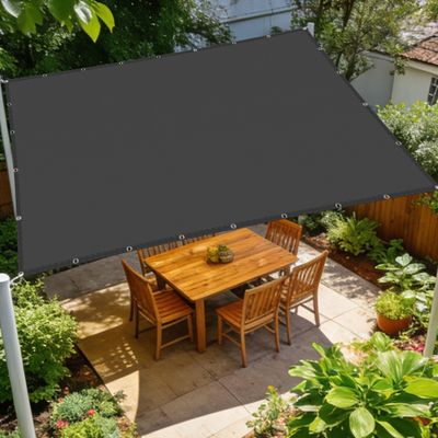Rectangular Sun Shade Sail 2.4 x 2.8 m, Breathable, Wind-Permeable, Weather-Resistant, Dark Gray