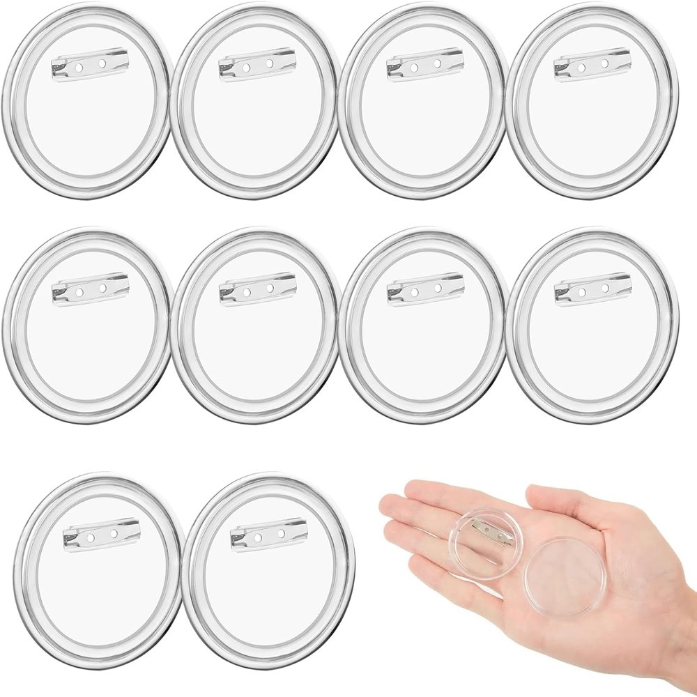 10 DIY Transparent Pin Buttons, 44mm Acrylic
