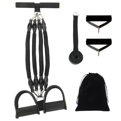 Resistance Band Abdominal Trainer, Multifunctional Foot-Pedal Workout Device, Black