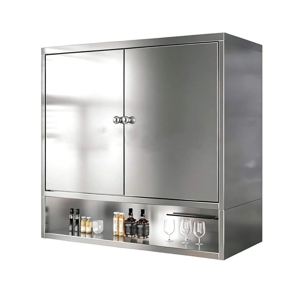 Stainless Steel Wall-Mounted Kitchen Cabinet with Adjustable Shelves