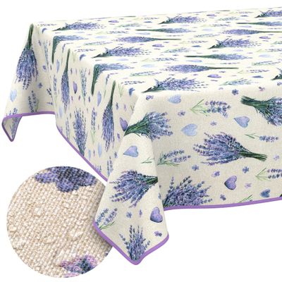 ANRO Washable Tablecloth, Lavender Purple, Hemmed, 160 x 120 cm