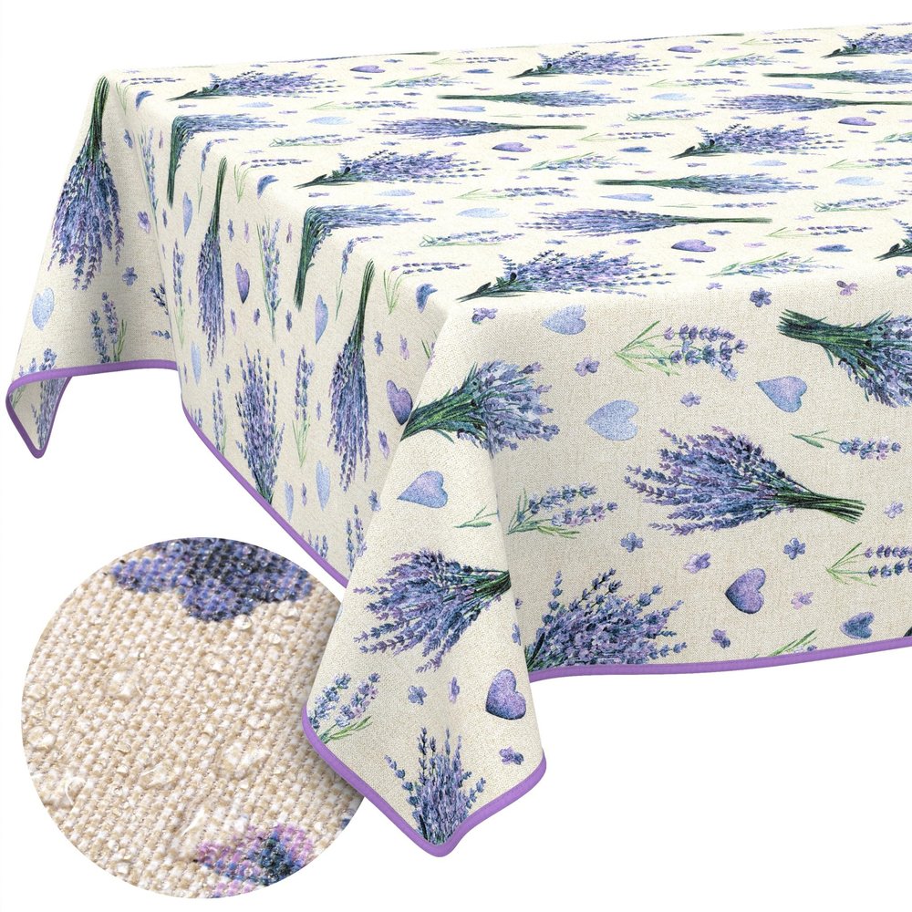 ANRO Washable Tablecloth, Lavender Purple, Hemmed, 160 x 120 cm