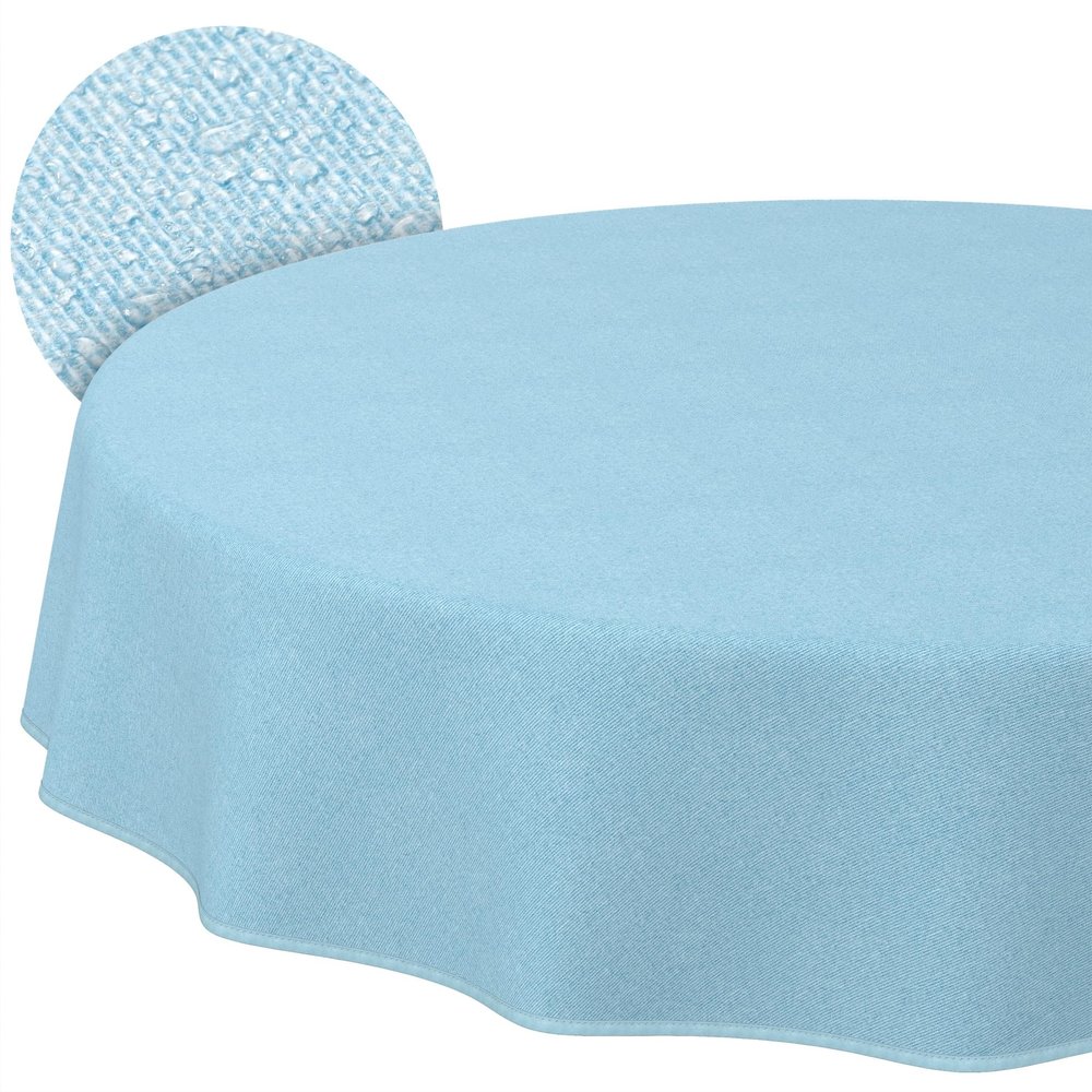 ANRO Washable Tablecloth, Pastel Blue, Linen Look, Round, 140 cm