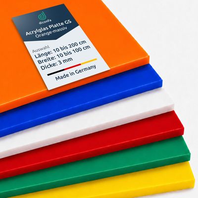 diconfa Solid Orange Acrylic Sheet, 3 mm, 100 x 1600 mm