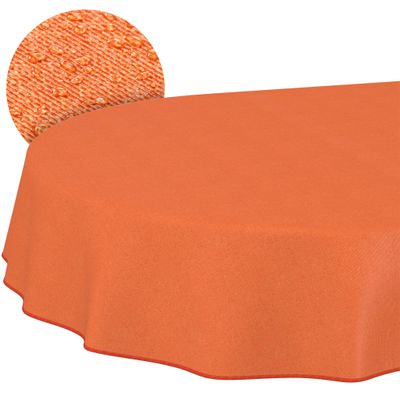ANRO Washable Orange Linen-Look Oval Tablecloth, 200 x 140 cm