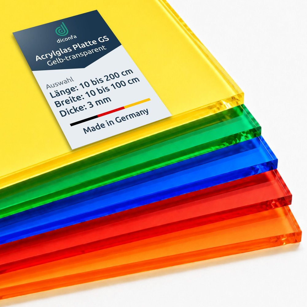 diconfa STARK GS 3 mm Acrylic Sheet, Transparent Yellow, 300 x 1300 mm