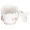 FESTFENDS Ceramic Sugar Bowl with Lid for Tea and Sugar Cubes, Reusable and Easy to Clean, White with Fine Gold Detailing view 1